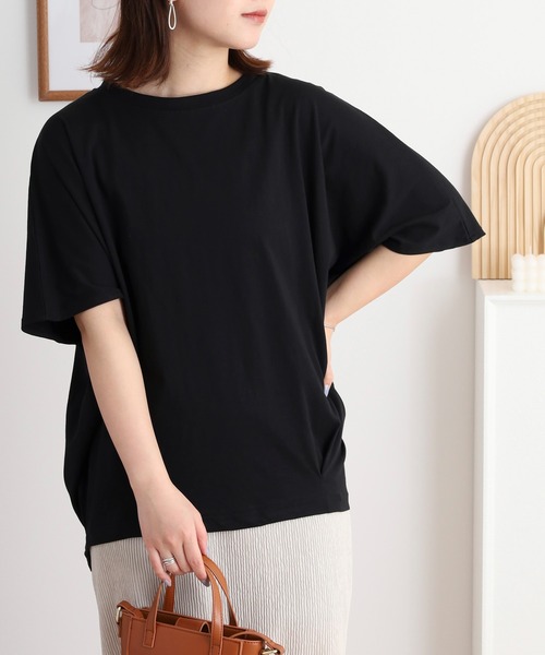 atONE(アットワン)の「コクーンシルエットプルオーバー(Tシャツ/カットソー・レディース・チャコールグレー/オフホワイト/ブラック/グレイッシュベージュ/ミント・M-L/4L~5L/LL~3L)」の7枚目の写真