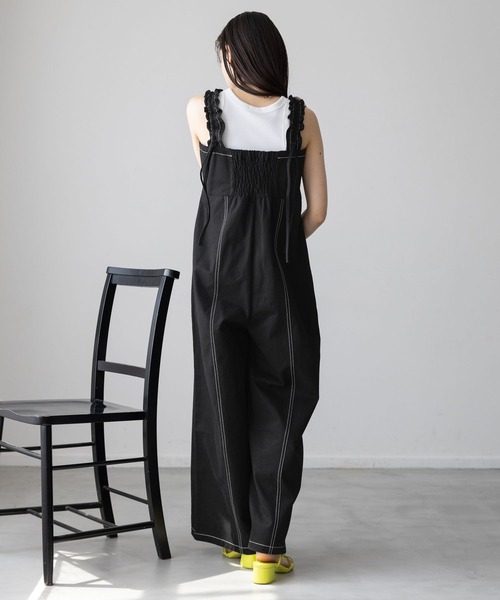 RAGEBLUE(レイジブルー)の「ステッチデザイン/ギャザーショルダーオールインワン(サロペット/オーバーオール・レディース・ホワイト/ブラック・FREE)」の11枚目の写真