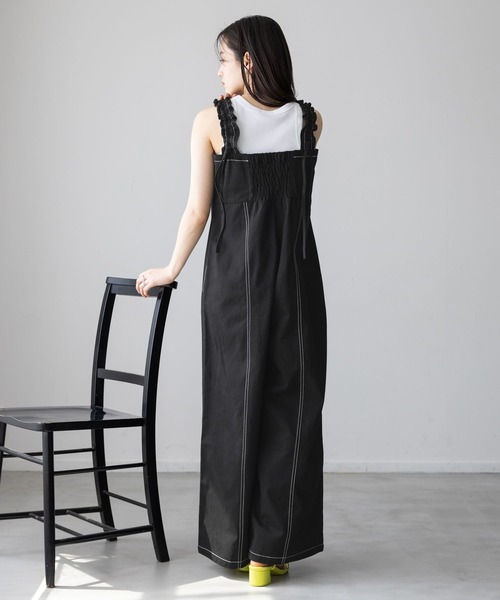 RAGEBLUE(レイジブルー)の「ステッチデザイン/ギャザーショルダーオールインワン(サロペット/オーバーオール・レディース・ホワイト/ブラック・FREE)」の12枚目の写真