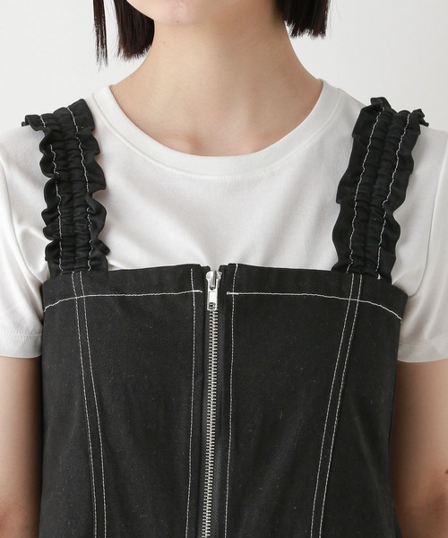 RAGEBLUE(レイジブルー)の「ステッチデザイン/ギャザーショルダーオールインワン(サロペット/オーバーオール・レディース・ホワイト/ブラック・FREE)」の15枚目の写真