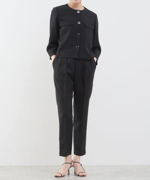 Tiara(ティアラ)の「2タックテーパードパンツ(セットアップ可)(その他パンツ・レディース・パープル/ホワイト×ブラック/ブラック・2/4/3)」の17枚目の写真