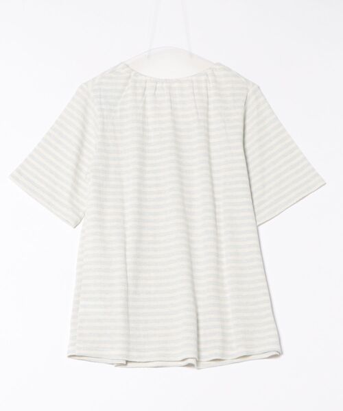 KID BLUE(キッドブルー)の「キッドブルー -梨地JQ -5分袖トップス -KRBN348 -kidblue(Tシャツ/カットソー・レディース・アイボリー/サックスブルー・M)」の3枚目の写真