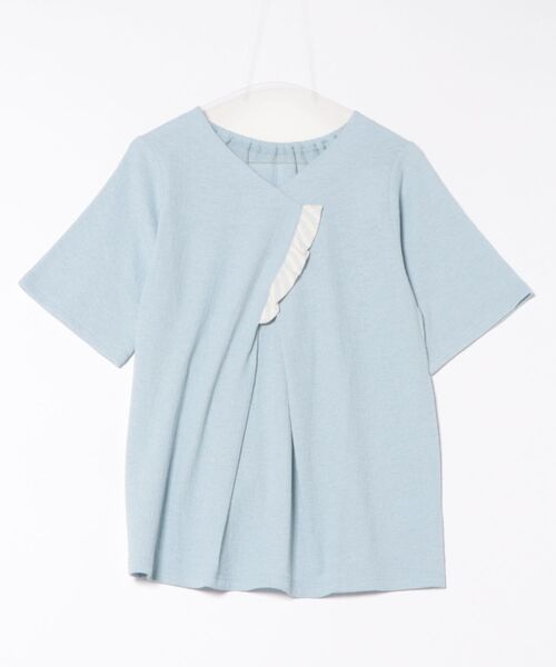 KID BLUE(キッドブルー)の「キッドブルー -梨地JQ -5分袖トップス -KRBN348 -kidblue(Tシャツ/カットソー・レディース・アイボリー/サックスブルー・M)」の6枚目の写真