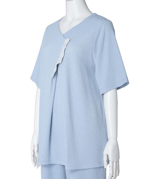 KID BLUE(キッドブルー)の「キッドブルー -梨地JQ -5分袖トップス -KRBN348 -kidblue(Tシャツ/カットソー・レディース・アイボリー/サックスブルー・M)」の12枚目の写真