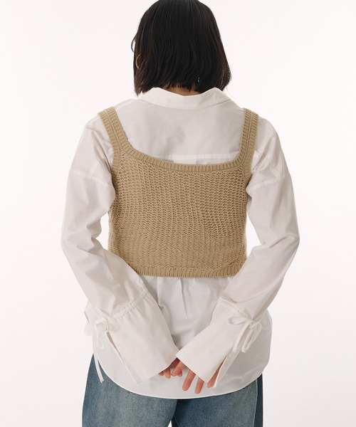 MUHET（ミュエータ）の「knit bustier / ニットビスチェ（キャミソール・レディース・ベージュ/杢グレー・FREE）」の15枚目の写真