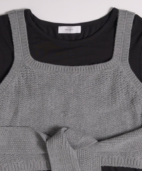 MUHET（ミュエータ）の「knit bustier / ニットビスチェ（キャミソール・レディース・ベージュ/杢グレー・FREE）」の21枚目の写真