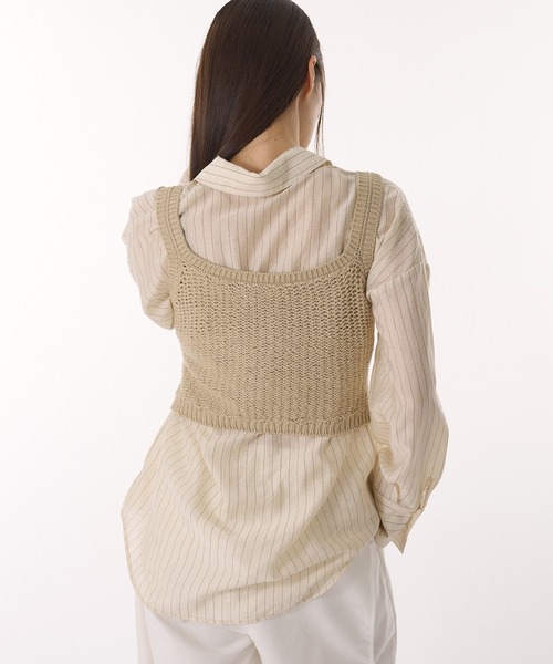 MUHET（ミュエータ）の「knit bustier / ニットビスチェ（キャミソール・レディース・ベージュ/杢グレー・FREE）」の9枚目の写真