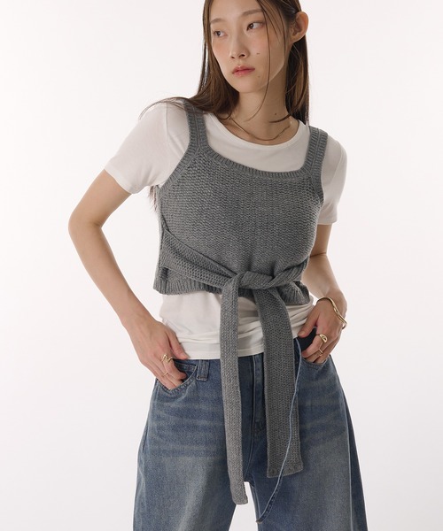 MUHET（ミュエータ）の「knit bustier / ニットビスチェ（キャミソール・レディース・ベージュ/杢グレー・FREE）」の22枚目の写真