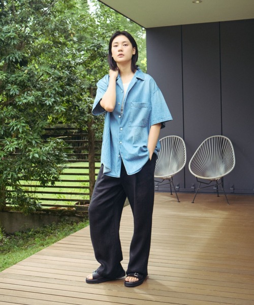 superNova.（スーパーノヴァ）の「【superNova. / スーパーノヴァ】BIG OPEN COLLAR S/S SHIRTS VINTAGE WASH（シャツ/ブラウス・メンズ・インディゴブルー/ブラック・SMALL/MEDIUM）」の2枚目の写真