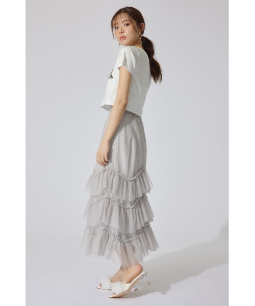 rienda(リエンダ)の「レイヤードフリルチュールティアードスカート 春服 夏服(スカート・レディース・ライトグレー/ブルー/ブラック系その他・SMALL/MEDIUM)」の12枚目の写真