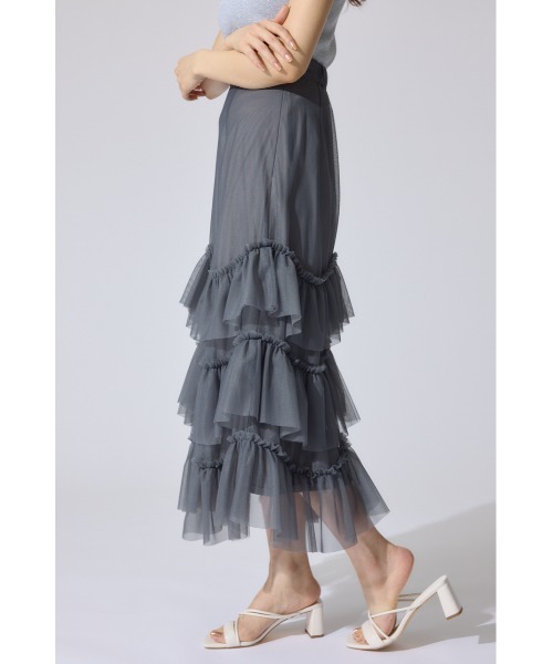 rienda(リエンダ)の「レイヤードフリルチュールティアードスカート 春服 夏服(スカート・レディース・ライトグレー/ブルー/ブラック系その他・SMALL/MEDIUM)」の16枚目の写真