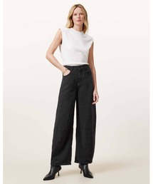 ALLSAINTS♡リネン ブレンド ワイド レッグ トラウザー ALLSAINTS｜オールセインツのその他パンツ（ブラック/黒色系