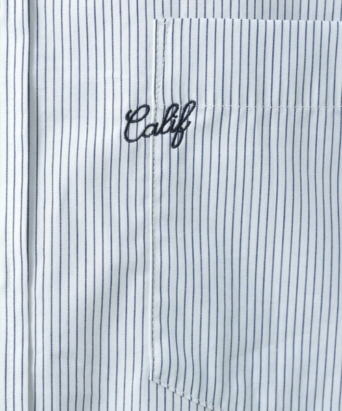 BAYFLOW(ベイフロー)の「ワンポイント刺繍ストライプ半袖シャツ(シャツ/ブラウス・メンズ・ブルー/ホワイト・LARGE/MEDIUM)」の8枚目の写真