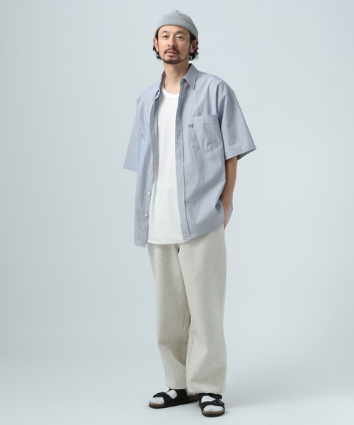 BAYFLOW(ベイフロー)の「ワンポイント刺繍ストライプ半袖シャツ(シャツ/ブラウス・メンズ・ブルー/ホワイト・LARGE/MEDIUM)」の9枚目の写真