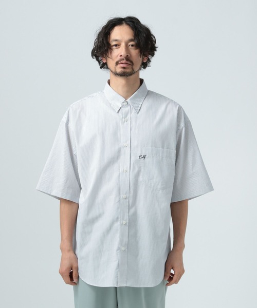 BAYFLOW(ベイフロー)の「ワンポイント刺繍ストライプ半袖シャツ(シャツ/ブラウス・メンズ・ブルー/ホワイト・LARGE/MEDIUM)」の11枚目の写真