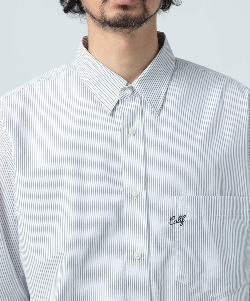 BAYFLOW(ベイフロー)の「ワンポイント刺繍ストライプ半袖シャツ(シャツ/ブラウス・メンズ・ブルー/ホワイト・LARGE/MEDIUM)」の15枚目の写真