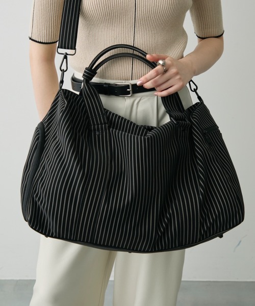 ❤ポケット付き❤dopタンバリン&キャットボアベスト【black✕black】 2ポケット付き 合皮ボストンバッグ 500mlペットボトル収納可能