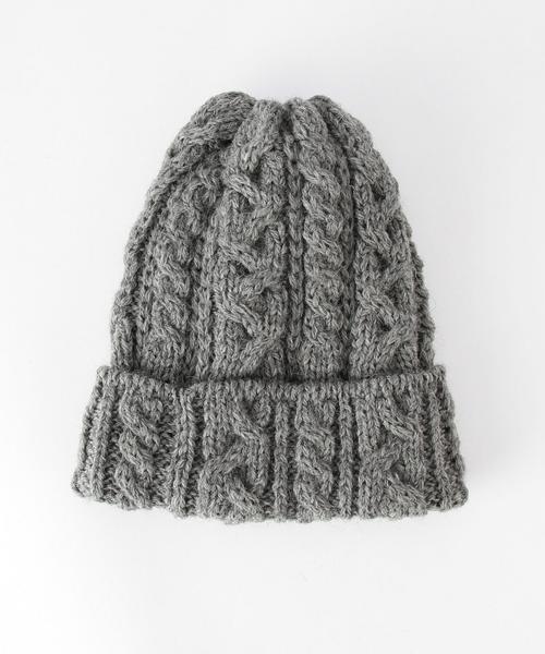 SHIPS for women（シップスフォーウィメン）の「HIGHLAND2000:ケーブルニットキャップⅡ（ニットキャップ/ビーニー・レディース・ホワイト/グレー/ブラック/ネイビー・ONE SIZE）」の3枚目の写真