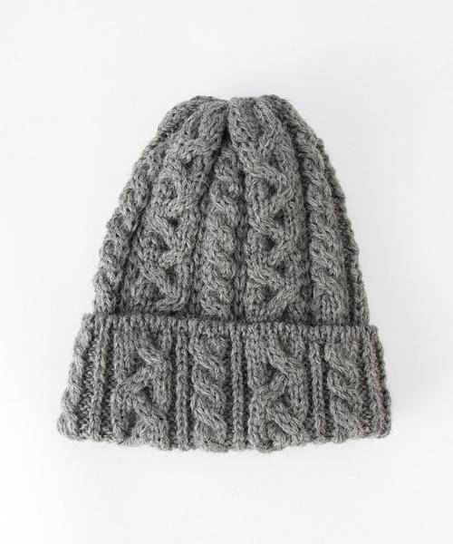 SHIPS for women（シップスフォーウィメン）の「HIGHLAND2000:ケーブルニットキャップⅡ（ニットキャップ/ビーニー・レディース・ホワイト/グレー/ブラック/ネイビー・ONE SIZE）」の5枚目の写真