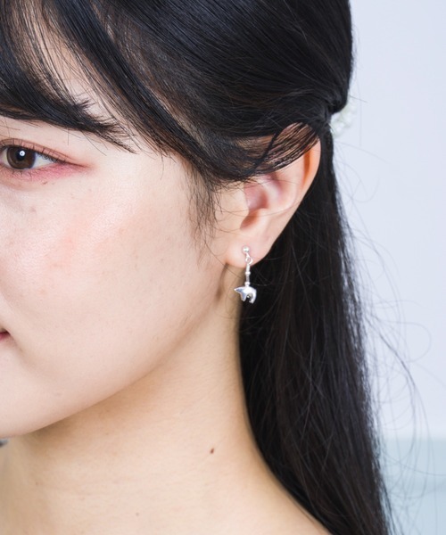 Harpo（アルポ）の「【HARPO】シルバーロングピアス　ベア ベアー くま 熊　銀製（ピアス（両耳用）・レディース・シルバー・FREE）」の5枚目の写真