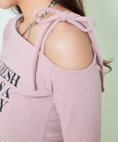 GORGE（ゴージ）の「《ワンショル×ラメ映え》レディース テレコ 半袖トップス カジュアル 春夏秋（Tシャツ/カットソー・レディース・ピンク/ブラック/オフホワイト・F）」の13枚目の写真