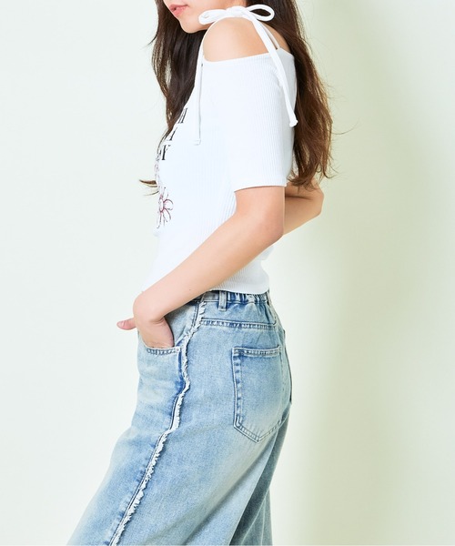 GORGE（ゴージ）の「《ワンショル×ラメ映え》レディース テレコ 半袖トップス カジュアル 春夏秋（Tシャツ/カットソー・レディース・ピンク/ブラック/オフホワイト・F）」の5枚目の写真