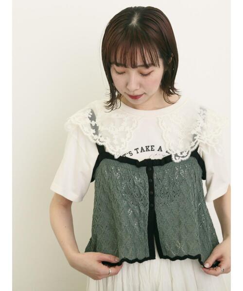 Samansa Mos2（サマンサ モスモス）の「配色前後2WAYニットビスチェ（ベスト・レディース・グリーン/ベージュ/ブラック・F）」の5枚目の写真