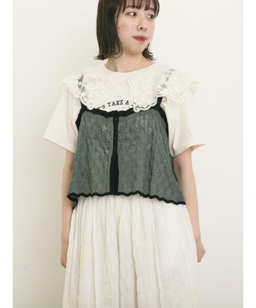 Samansa Mos2（サマンサ モスモス）の「配色前後2WAYニットビスチェ（ベスト・レディース・グリーン/ベージュ/ブラック・F）」の11枚目の写真