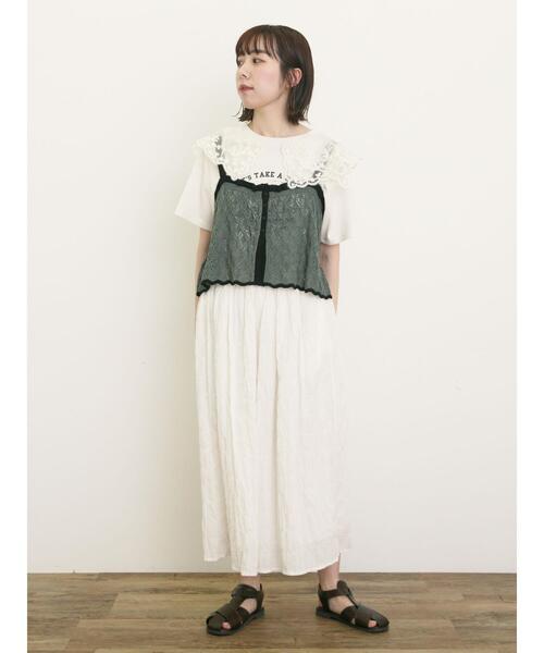 Samansa Mos2（サマンサ モスモス）の「配色前後2WAYニットビスチェ（ベスト・レディース・グリーン/ベージュ/ブラック・F）」の12枚目の写真