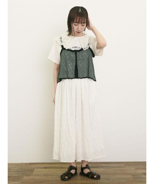 Samansa Mos2（サマンサ モスモス）の「配色前後2WAYニットビスチェ（ベスト・レディース・グリーン/ベージュ/ブラック・F）」の15枚目の写真