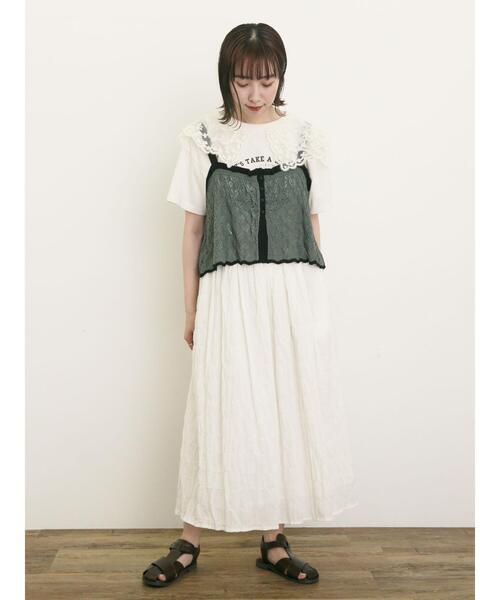 Samansa Mos2（サマンサ モスモス）の「配色前後2WAYニットビスチェ（ベスト・レディース・グリーン/ベージュ/ブラック・F）」の16枚目の写真