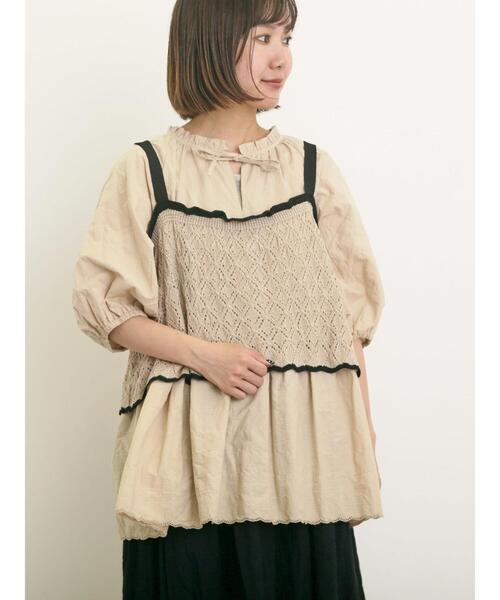 Samansa Mos2（サマンサ モスモス）の「配色前後2WAYニットビスチェ（ベスト・レディース・グリーン/ベージュ/ブラック・F）」の18枚目の写真