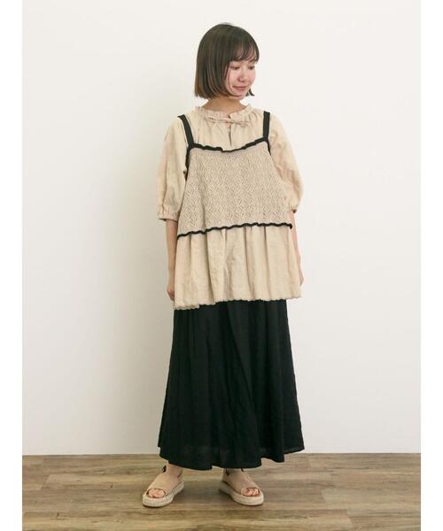 Samansa Mos2（サマンサ モスモス）の「配色前後2WAYニットビスチェ（ベスト・レディース・グリーン/ベージュ/ブラック・F）」の19枚目の写真