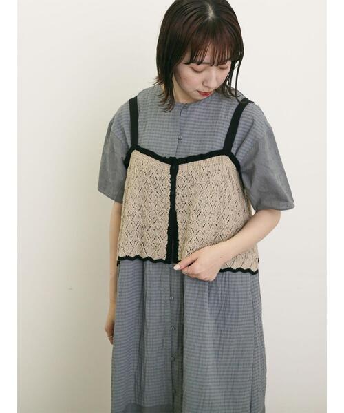 Samansa Mos2（サマンサ モスモス）の「配色前後2WAYニットビスチェ（ベスト・レディース・グリーン/ベージュ/ブラック・F）」の21枚目の写真