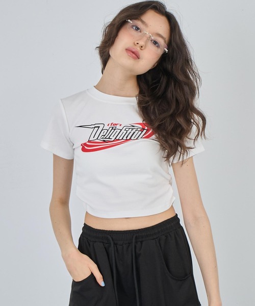 ANAP(アナップ)の「ウエストシャーリングロゴ Tシャツ(Tシャツ/カットソー・レディース・グレー/ブラック/ホワイト・FREE)」の2枚目の写真
