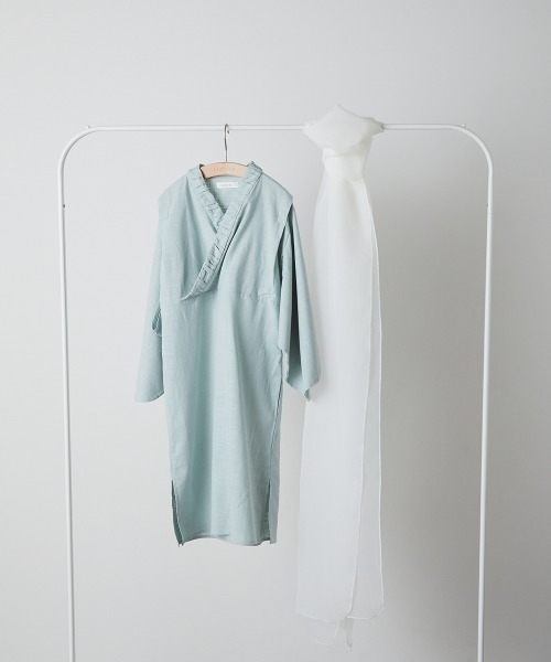 即日発送】ダスティーミントのレース浴衣【浴衣3点セット 浴衣/帯