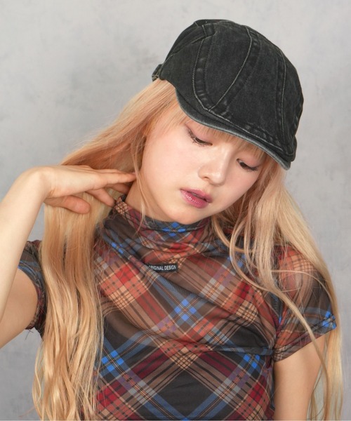 BARELY BLUE（ベアリーブルー）の「【 BARELY BLUE / ベアリーブルー 】 ビンテージライク ウォッシュ デニム ハンチング帽（ハンチング/ベレー帽・レディース・チャコールグレー/ブラック/ベージュ/ブラウン・FREE）」の2枚目の写真