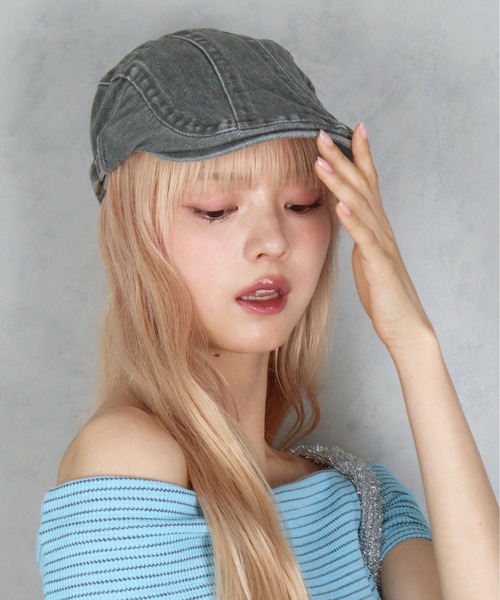 BARELY BLUE（ベアリーブルー）の「【 BARELY BLUE / ベアリーブルー 】 ビンテージライク ウォッシュ デニム ハンチング帽（ハンチング/ベレー帽・レディース・チャコールグレー/ブラック/ベージュ/ブラウン・FREE）」の12枚目の写真