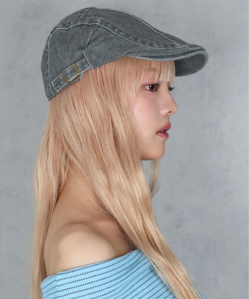 BARELY BLUE（ベアリーブルー）の「【 BARELY BLUE / ベアリーブルー 】 ビンテージライク ウォッシュ デニム ハンチング帽（ハンチング/ベレー帽・レディース・チャコールグレー/ブラック/ベージュ/ブラウン・FREE）」の13枚目の写真