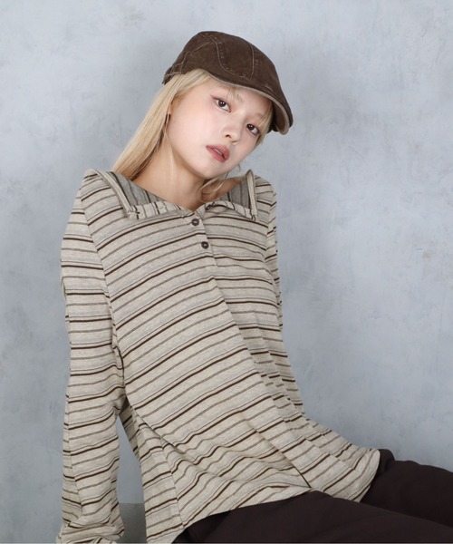 BARELY BLUE（ベアリーブルー）の「【 BARELY BLUE / ベアリーブルー 】 ビンテージライク ウォッシュ デニム ハンチング帽（ハンチング/ベレー帽・レディース・チャコールグレー/ブラック/ベージュ/ブラウン・FREE）」の22枚目の写真