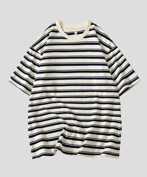 TOBEE(トゥビー)の「【TOBEE】ボーダー 半袖 Tシャツ(Tシャツ/カットソー・メンズ・ネイビー×ホワイト/ブラック/ブラック×ベージュ/ブラウン/グリーン・SMALL/LARGE/X-LARGE/MEDIUM)」の5枚目の写真