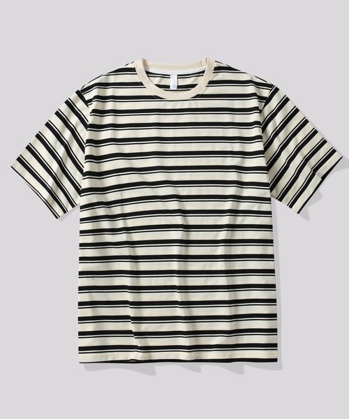 TOBEE(トゥビー)の「【TOBEE】ボーダー 半袖 Tシャツ(Tシャツ/カットソー・メンズ・ネイビー×ホワイト/ブラック/ブラック×ベージュ/ブラウン/グリーン・SMALL/LARGE/X-LARGE/MEDIUM)」の2枚目の写真
