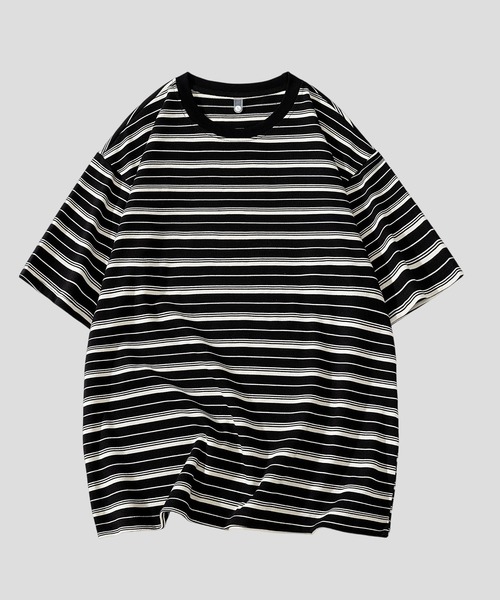 TOBEE(トゥビー)の「【TOBEE】ボーダー 半袖 Tシャツ(Tシャツ/カットソー・メンズ・ネイビー×ホワイト/ブラック/ブラック×ベージュ/ブラウン/グリーン・SMALL/LARGE/X-LARGE/MEDIUM)」の1枚目の写真