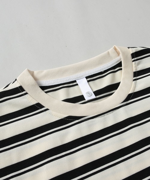 TOBEE(トゥビー)の「【TOBEE】ボーダー 半袖 Tシャツ(Tシャツ/カットソー・メンズ・ネイビー×ホワイト/ブラック/ブラック×ベージュ/ブラウン/グリーン・SMALL/LARGE/X-LARGE/MEDIUM)」の13枚目の写真