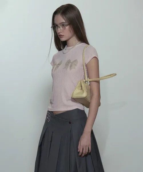 SCULPTOR(スカルプター)の「Bow Bow Baby Tee(Tシャツ/カットソー・レディース・ピンク/ホワイト/チャコールグレー・LARGE/MEDIUM/SMALL)」の7枚目の写真