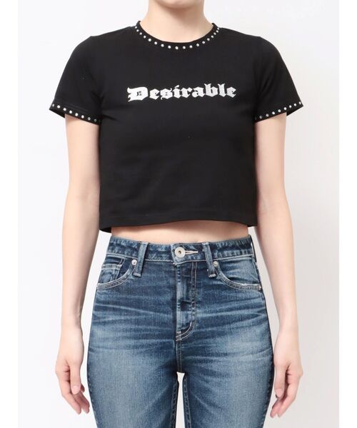 GYDA（ジェイダ）の「Desirable STONE T/S（Tシャツ/カットソー・レディース・オフホワイト/ブラック・FREE）」の4枚目の写真