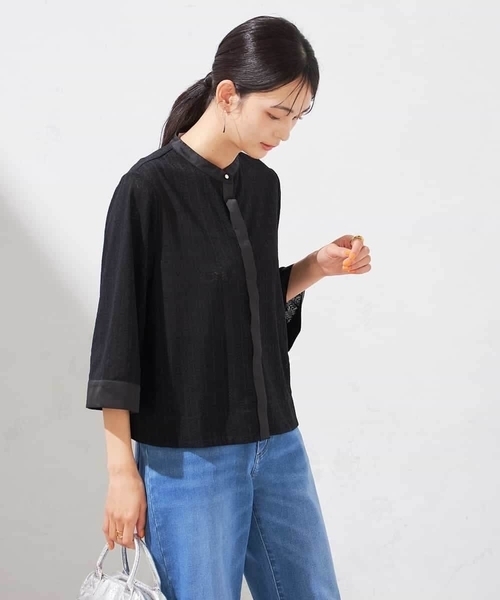 a.v.v(アーヴェヴェ)の「幾何レースクロップドブラウス(シャツ/ブラウス・レディース・ブラック/アイボリー・36/38)」の18枚目の写真