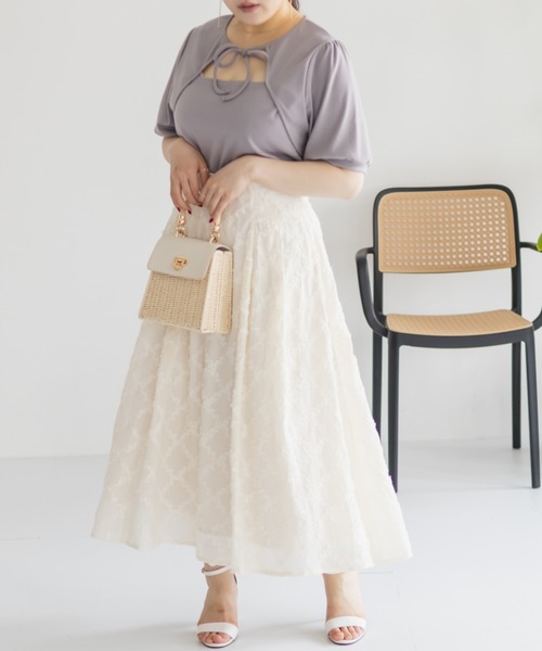 CLETTE(クレット)の「フリルチェックフレアスカート(スカート・レディース・ブラック/アイボリー/ブルー・LL/3L/4L)」の10枚目の写真