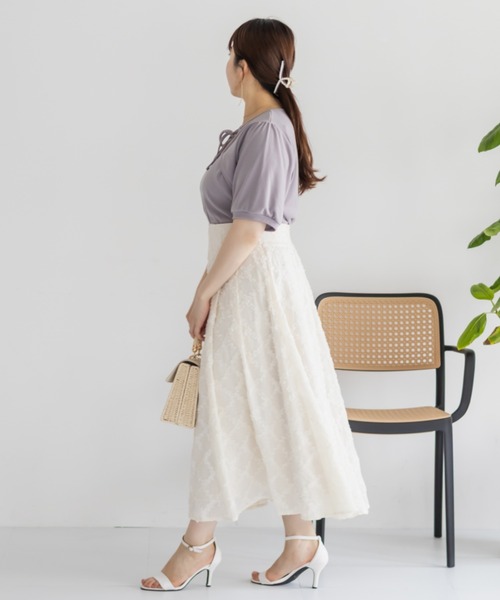 CLETTE(クレット)の「フリルチェックフレアスカート(スカート・レディース・ブラック/アイボリー/ブルー・LL/3L/4L)」の11枚目の写真