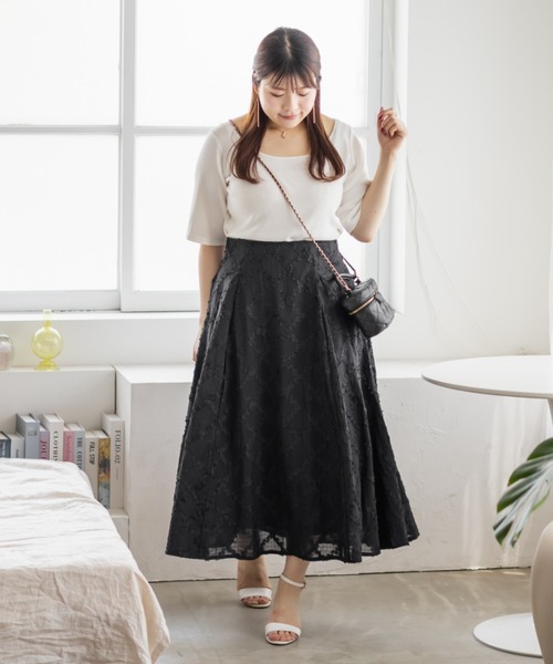 CLETTE(クレット)の「フリルチェックフレアスカート(スカート・レディース・ブラック/アイボリー/ブルー・LL/3L/4L)」の5枚目の写真